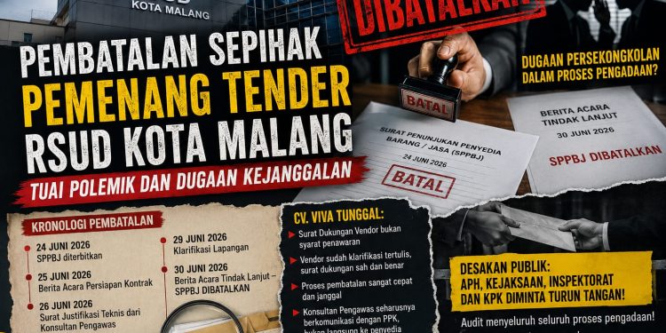 Pembatalan Tender RSUD Kota Malang Tuai Polemik, CV. Viva Tunggal Nilai Keputusan PPK Sarat Kejanggalan dan Desak Aparat Lakukan Audit Menyeluruh