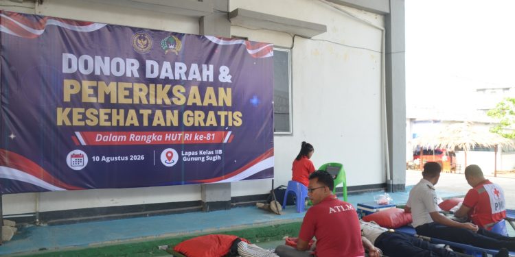 Semarak HUT RI ke-81, Lapas Gunung Sugih Gelar Donor Darah dan Pemeriksaan Kesehatan Gratis